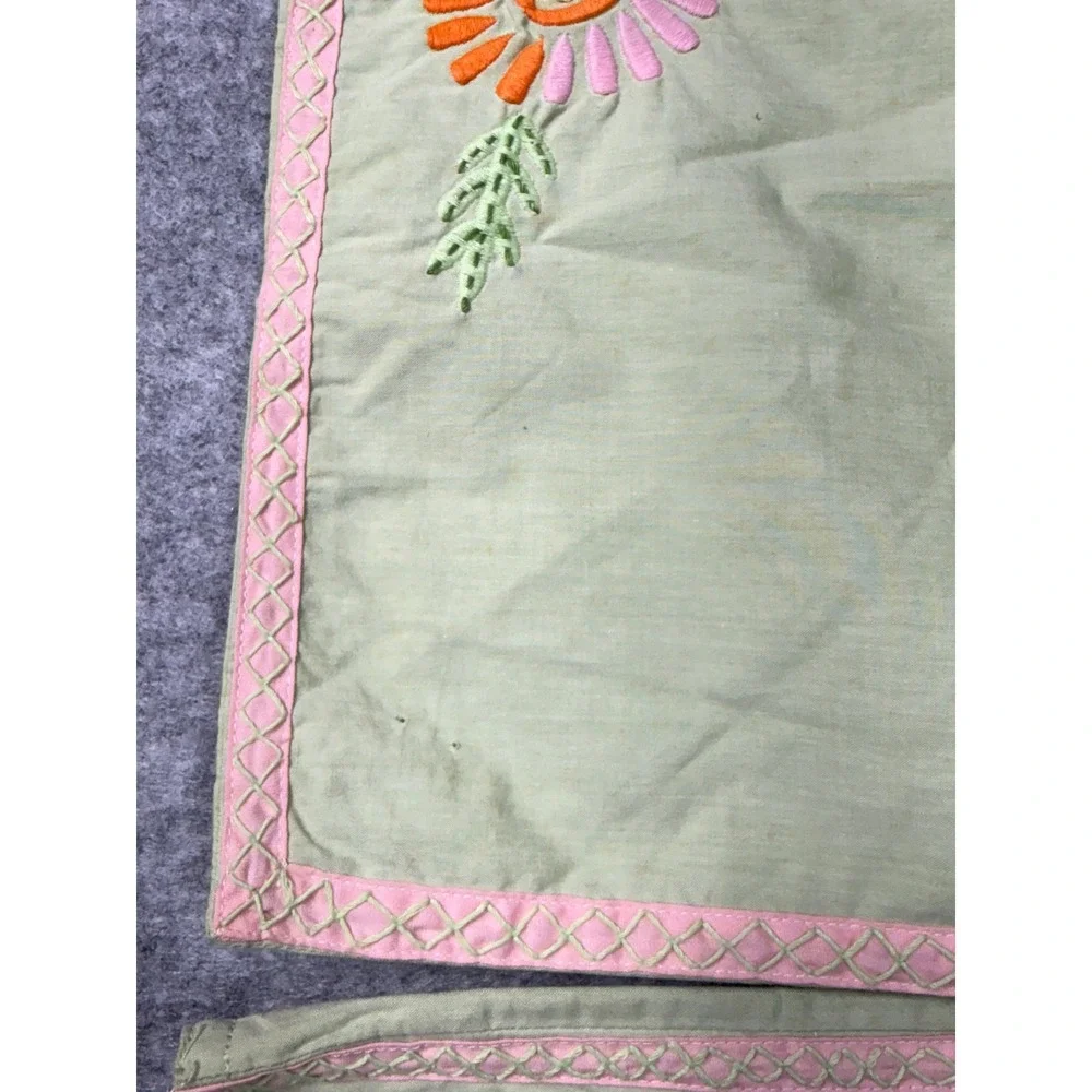 Pottery Barn Kids Madeline Embroidered Pillow Shams Set of3 Sage Green 16x12 NWT